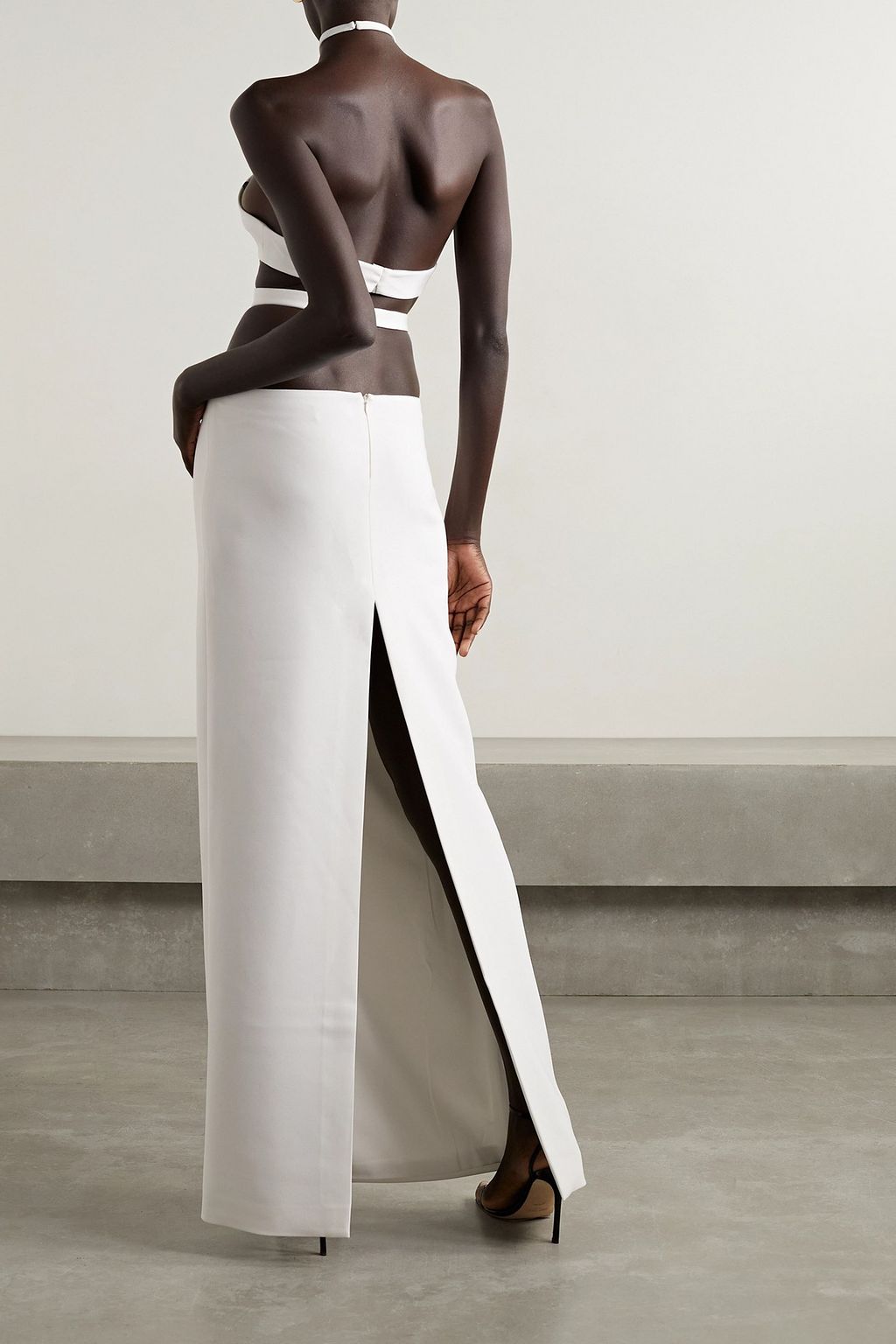 MÔNOT Cutout crepe halterneck gown