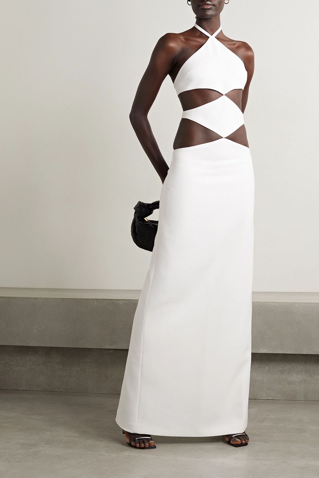 MÔNOT Cutout crepe halterneck gown