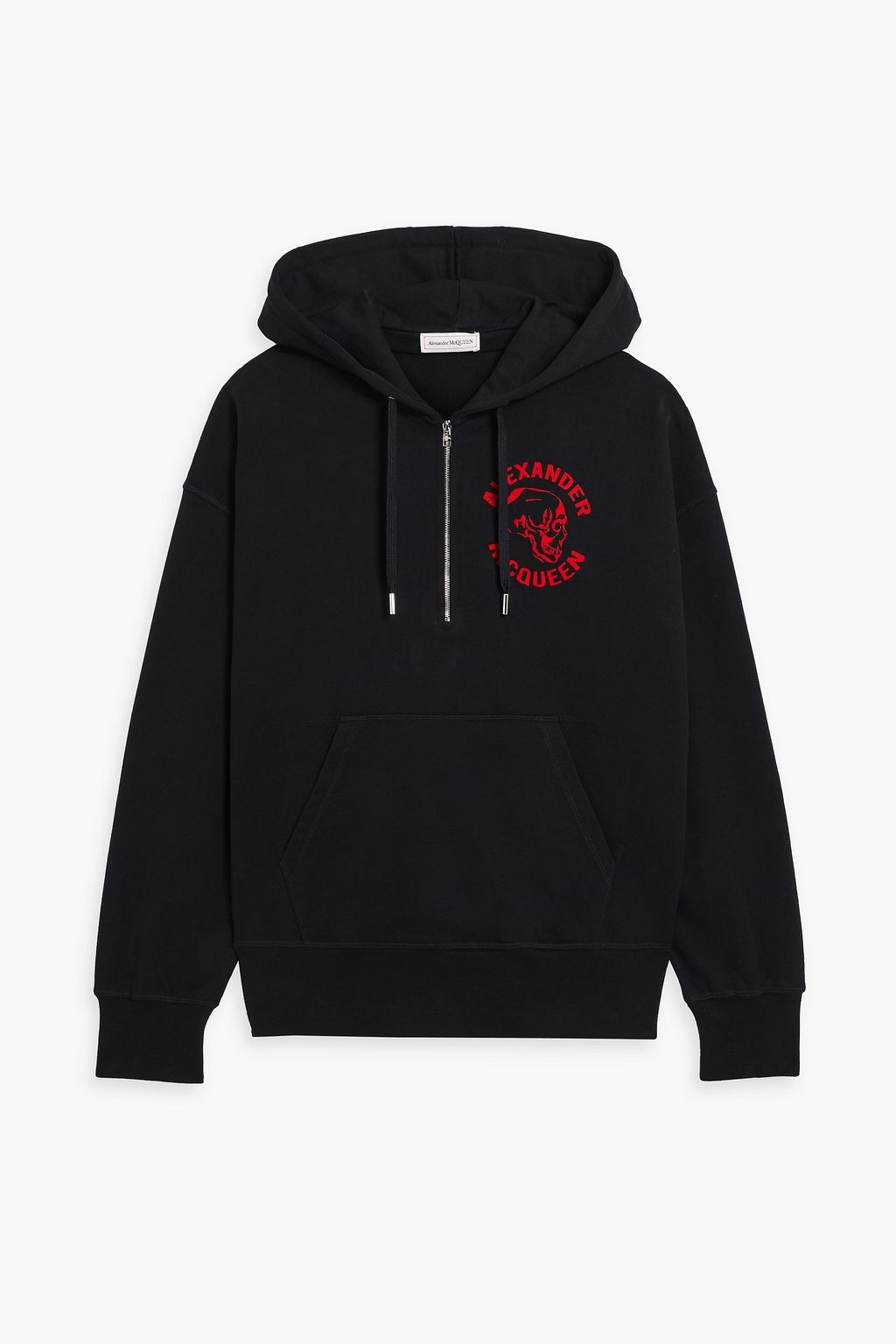 ALEXANDER MCQUEEN Flocked French cotton-terry half-zip hoodie | THE OUTNET