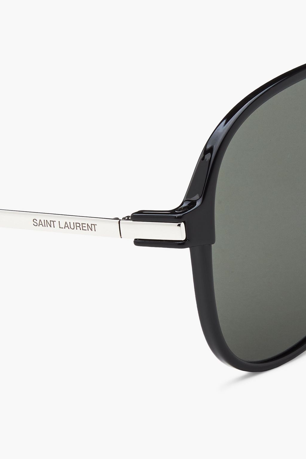 SAINT LAURENT Aviator-style silver-tone and acetate sunglasses