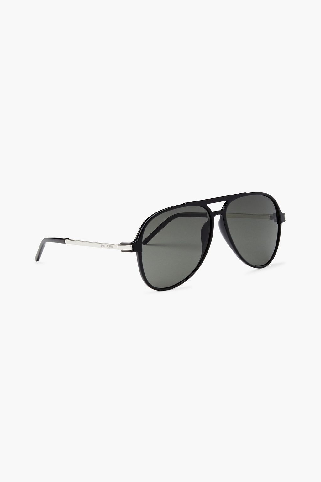 SAINT LAURENT Aviator-style silver-tone and acetate sunglasses