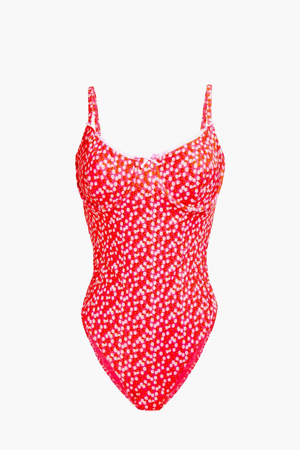 Striped and floral hotsell one piece swimsuit