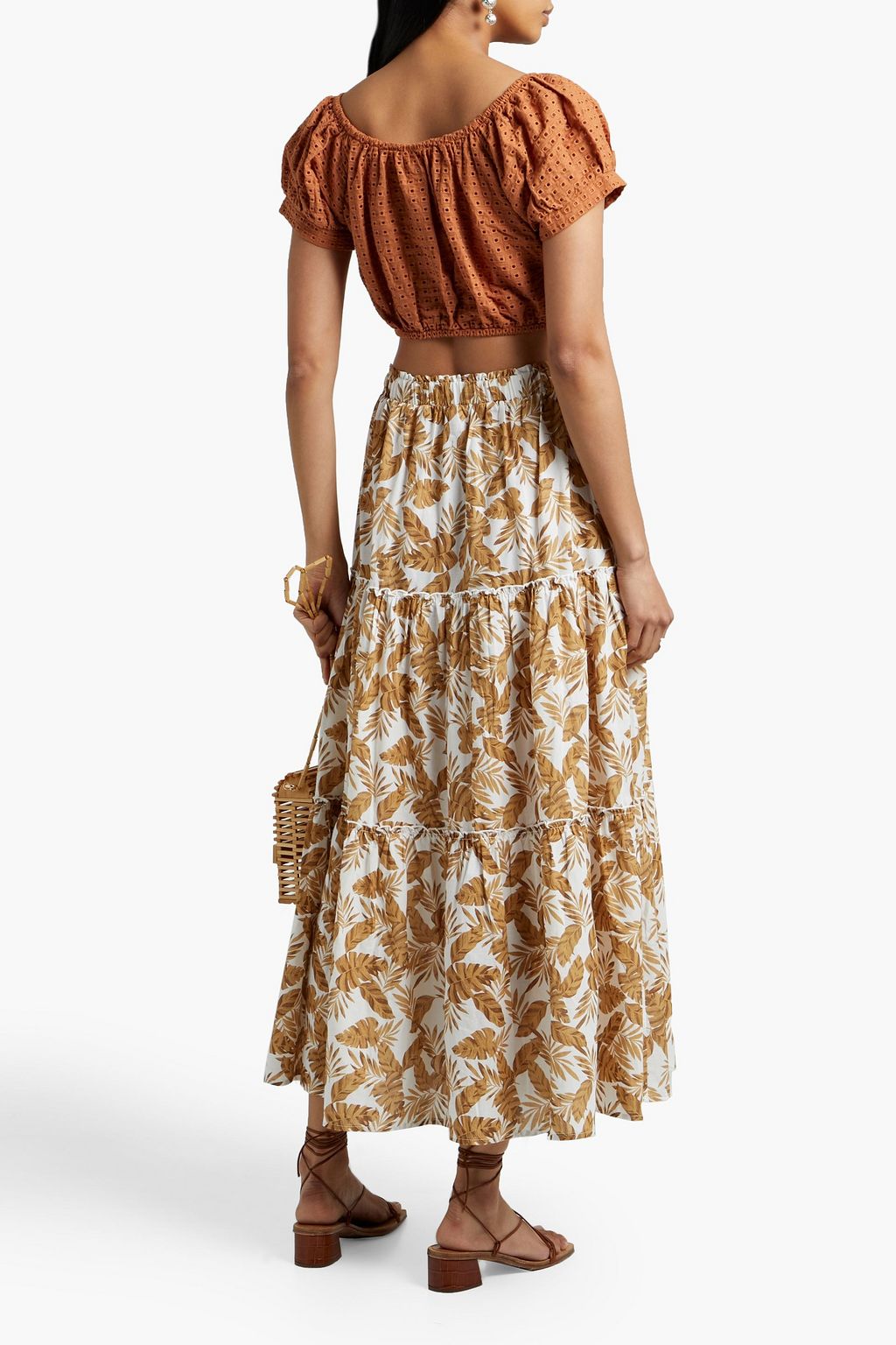EBERJEY Harper cropped broderie anglaise cotton top