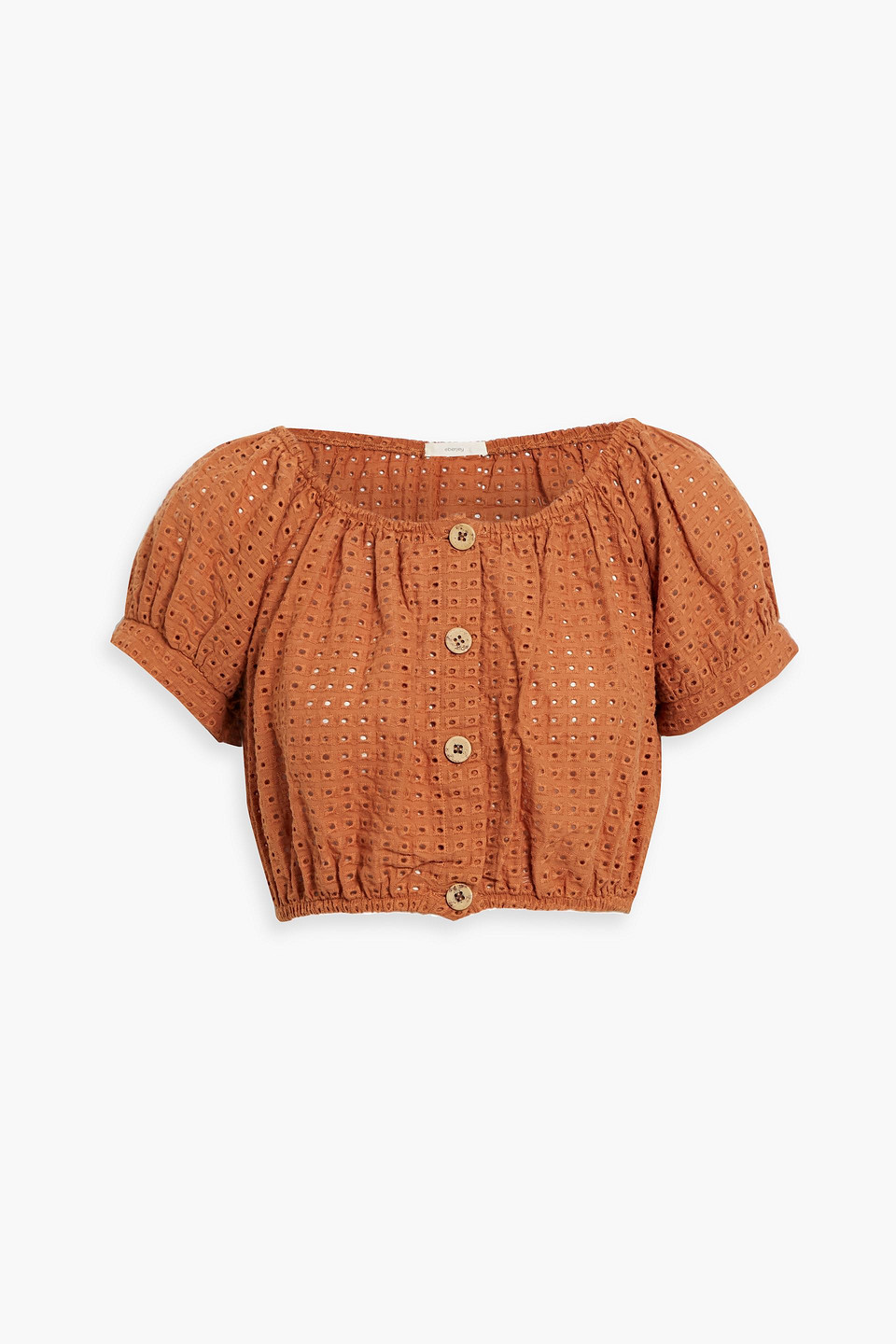 Eberjey Gathered broderie anglaise cotton top