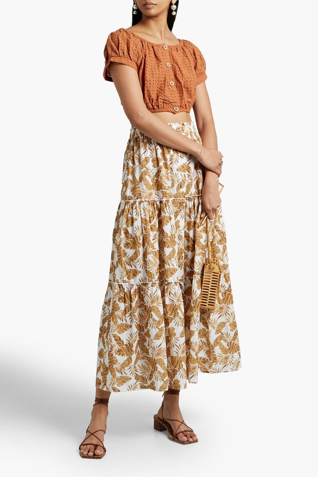 EBERJEY Harper cropped broderie anglaise cotton top