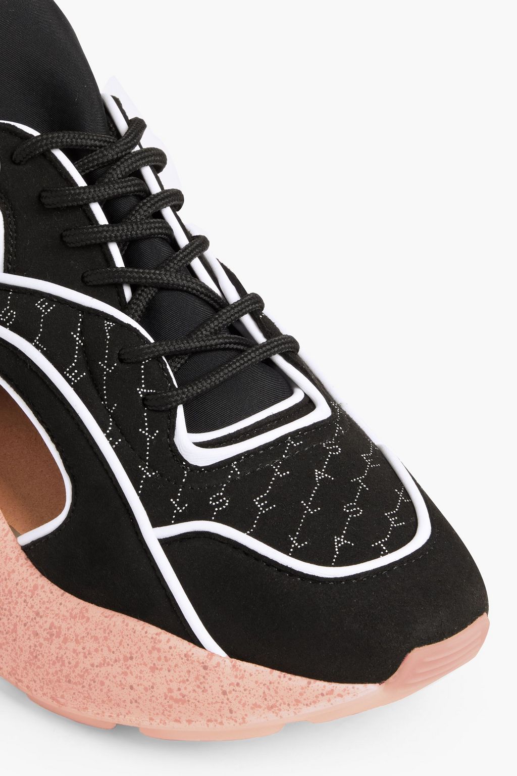 STELLA MCCARTNEY Cutout logo-print faux suede sneakers