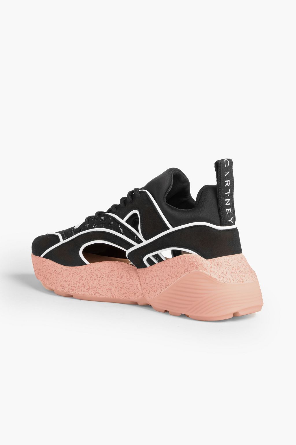 STELLA MCCARTNEY Cutout logo-print faux suede sneakers