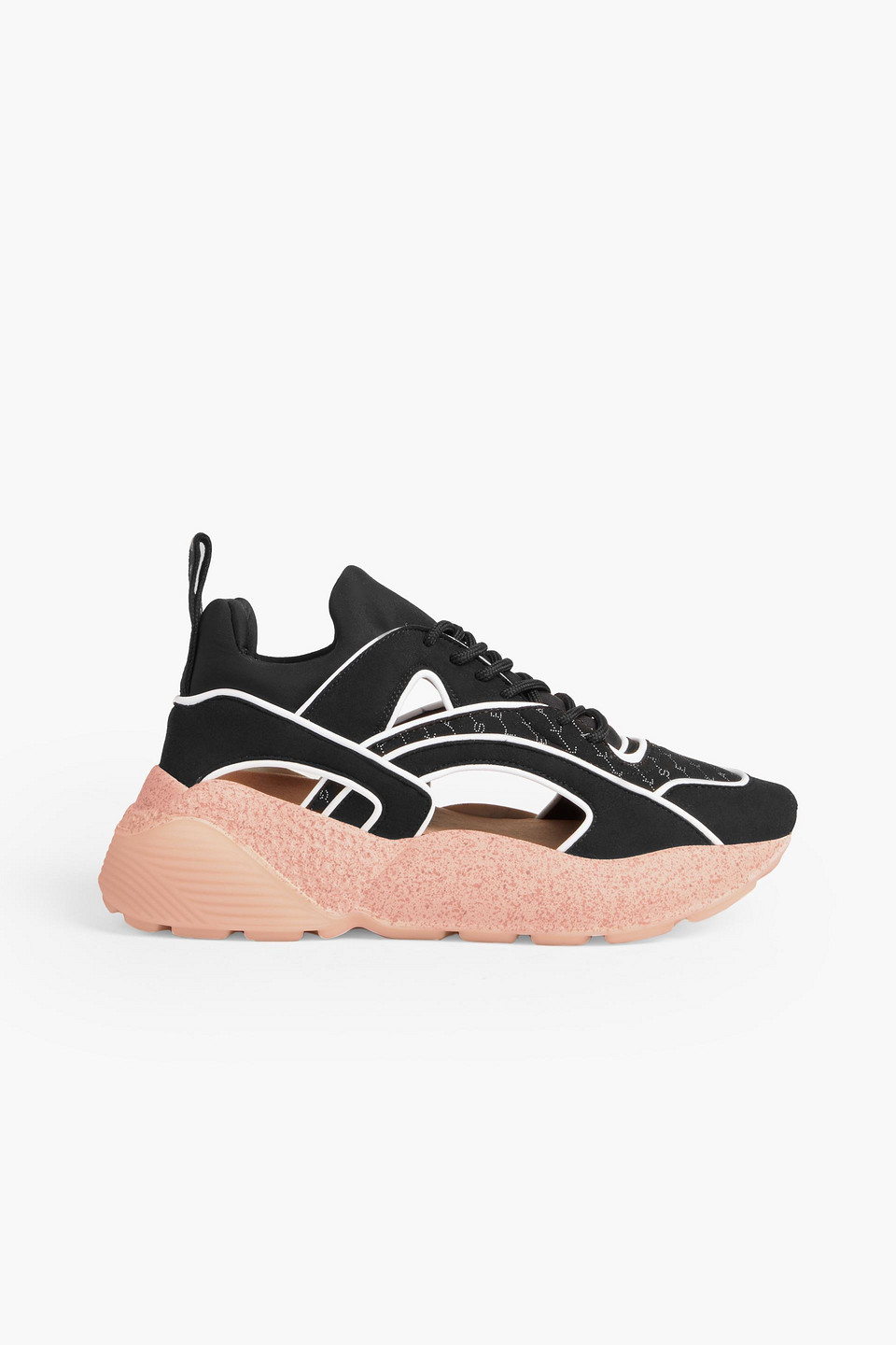 stella mccartney - cutout logo-print sneakers - black - eu 35