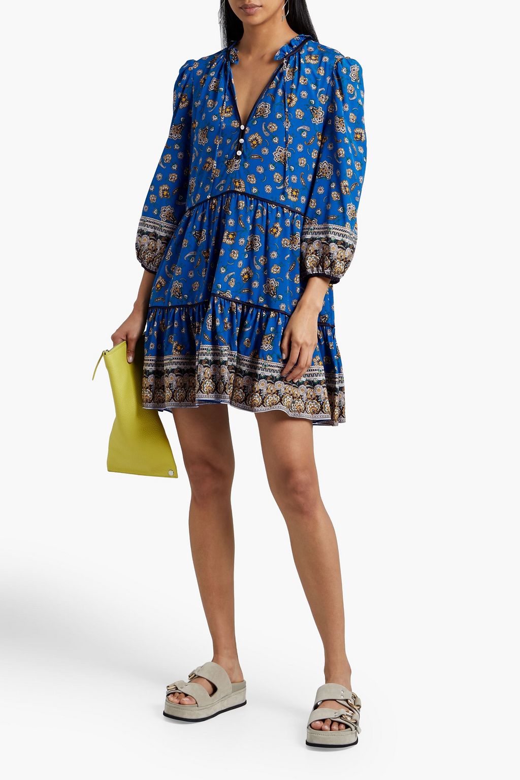 VERONICA BEARD Hawken ruffled paisley-print silk-blend mini dress