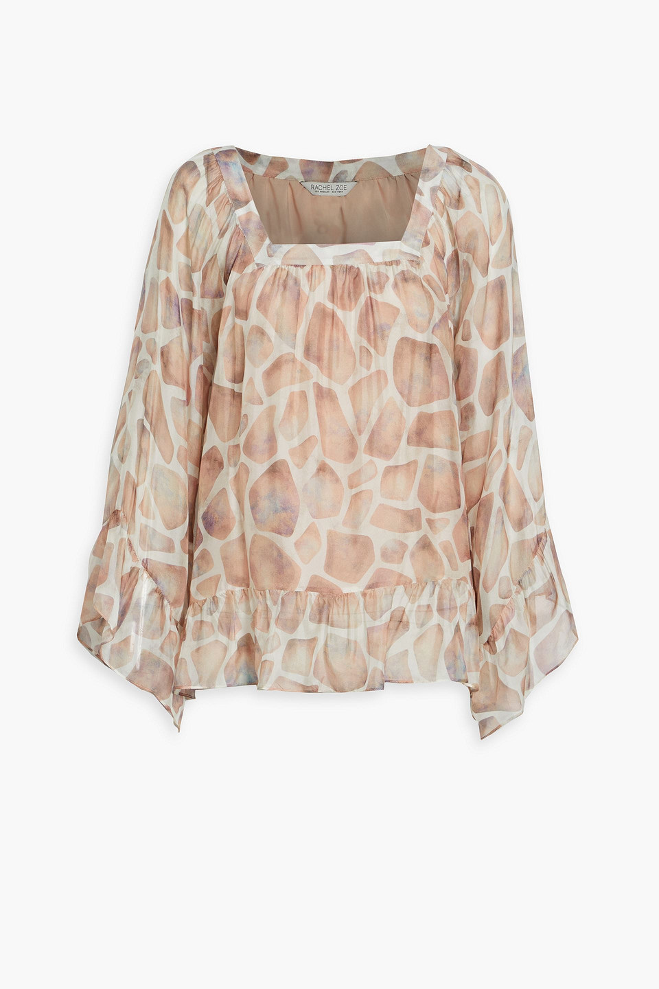 Ruffled printed chiffon blouse
