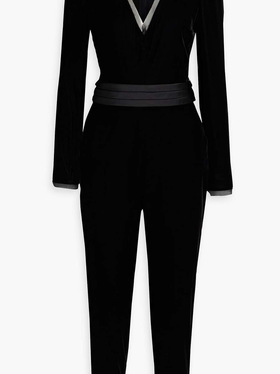rafaele organza-trimmed velvet jumpsuit