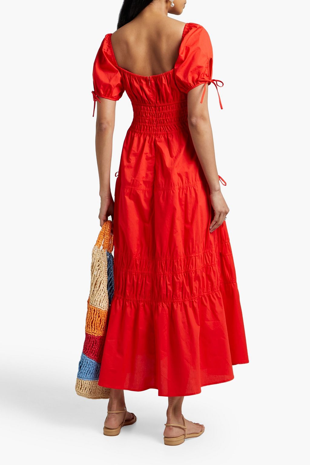 NICHOLAS Hariet tiered shirred cotton-poplin midi dress