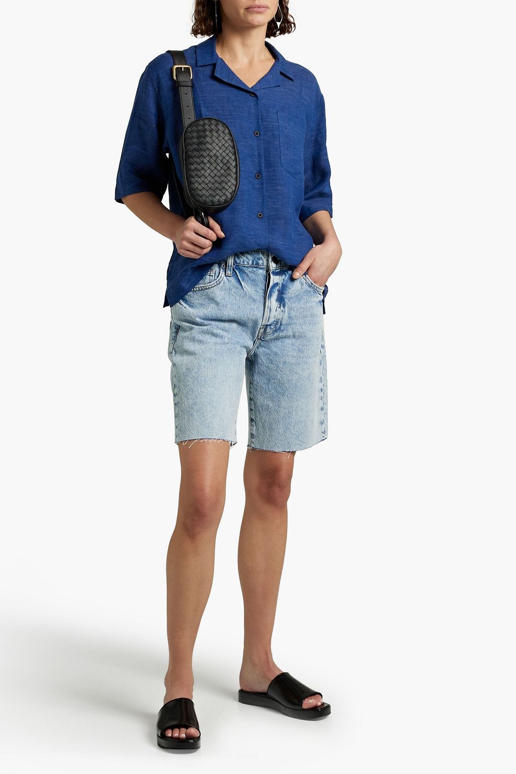 SUNSPEL Mélange slub-linen shirt