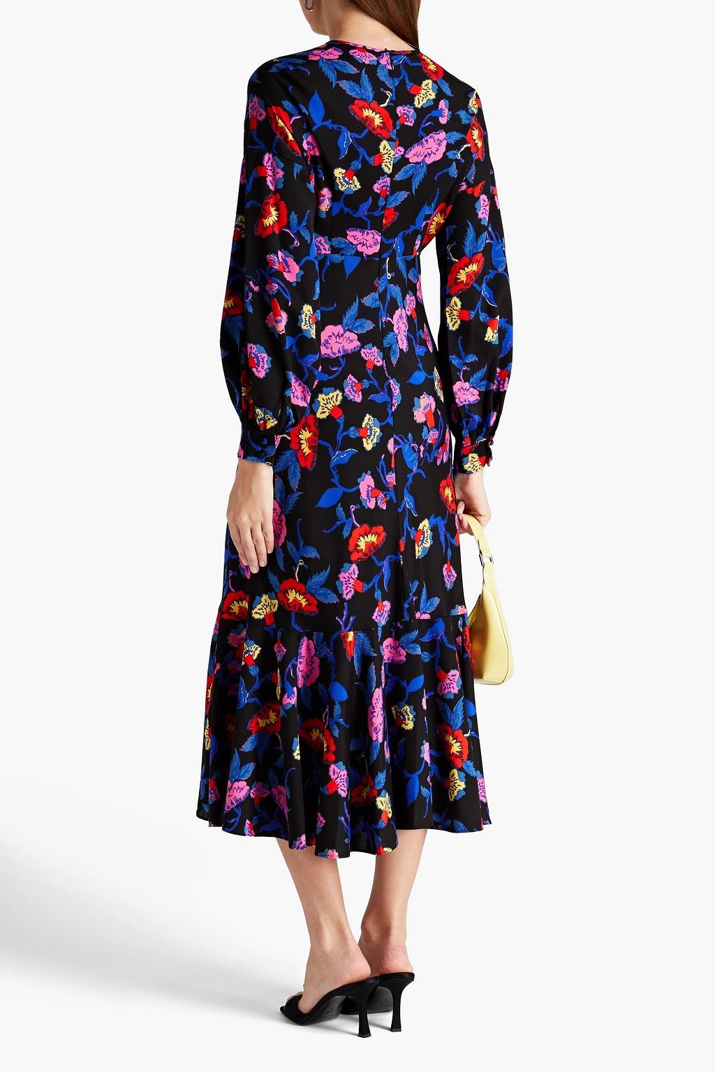 DIANE VON FURSTENBERG Luka fluted floral-print crepe midi dress