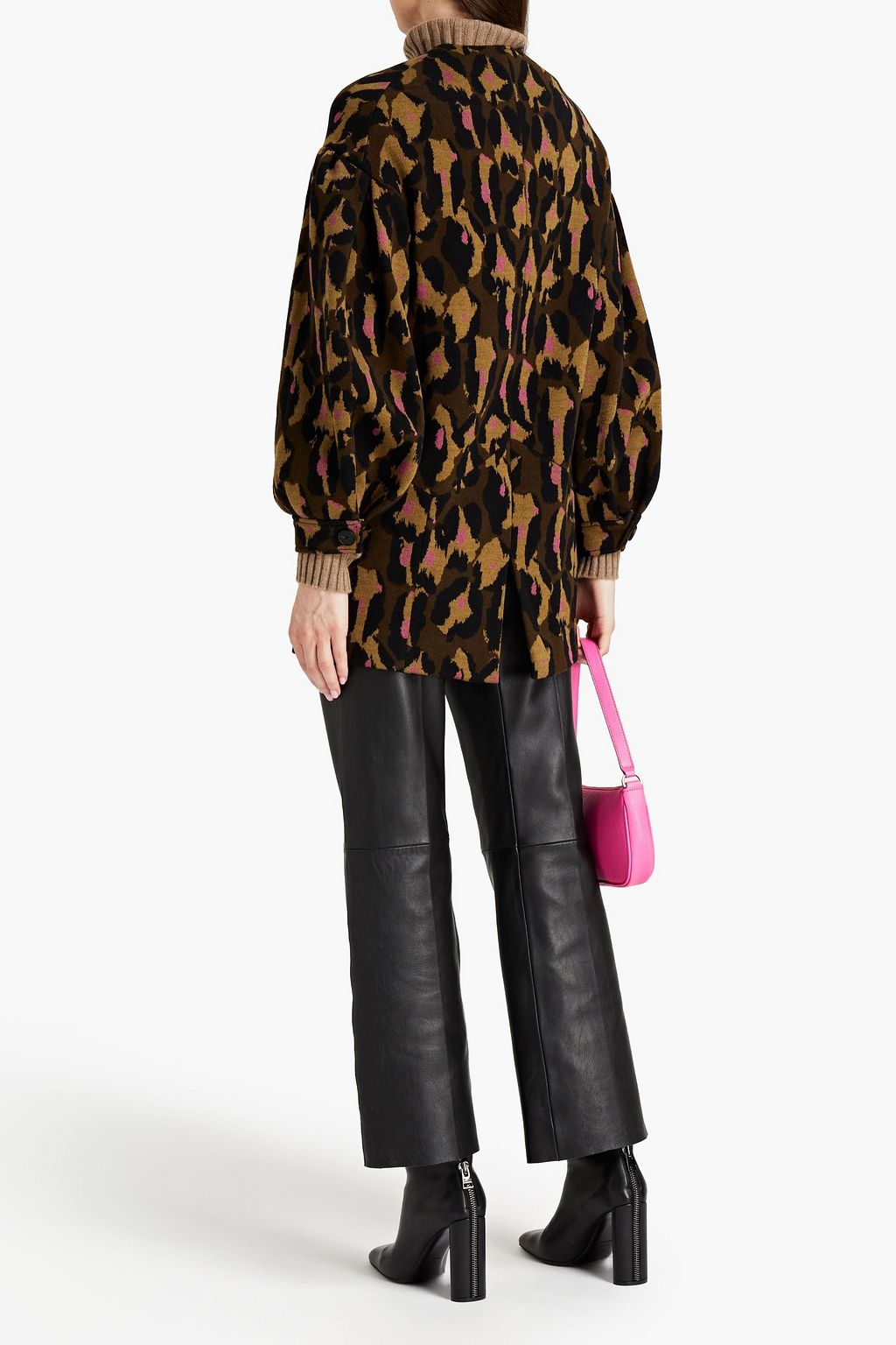 DIANE VON FURSTENBERG 자카드 니트 울 혼방 코트