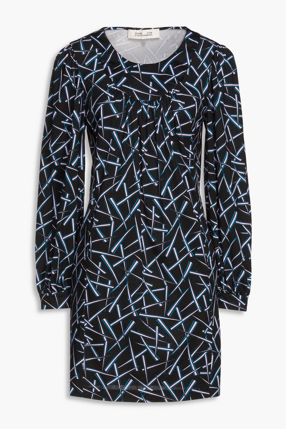 Noelle gathered printed silk and cotton-blend jersey mini dress