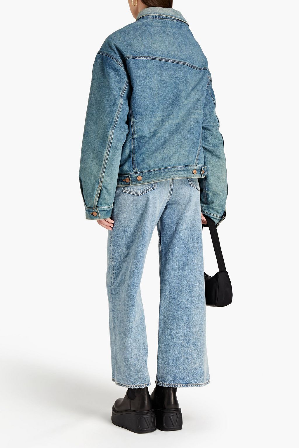 BALENCIAGA Asymmetric faded denim jacket
