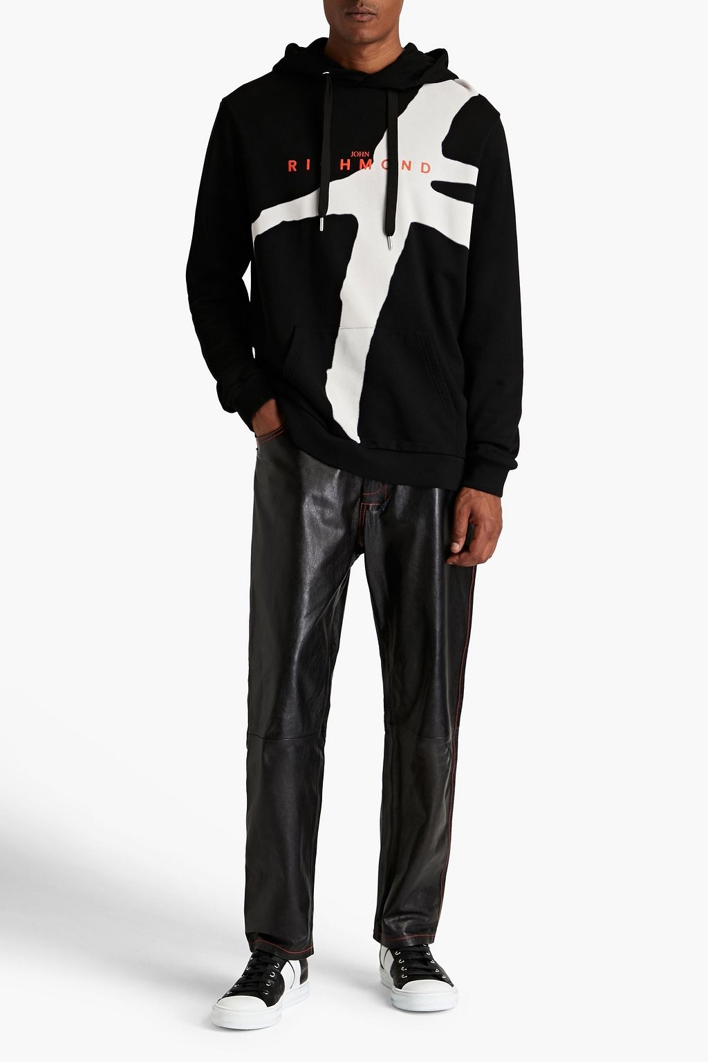 JOHN RICHMOND Printed French cotton-terry hoodie