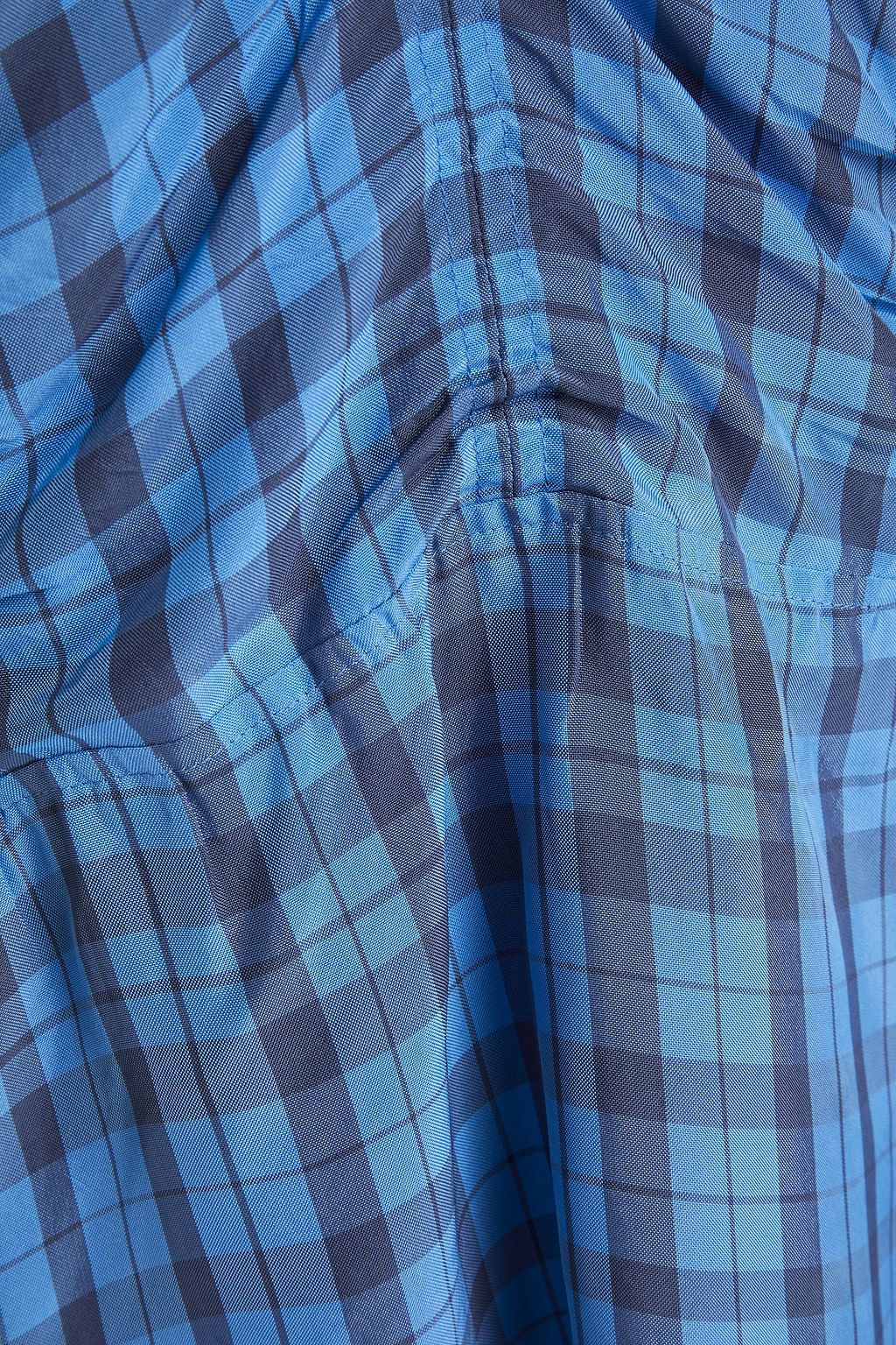 ACNE STUDIOS Ruched gingham taffeta peplum top