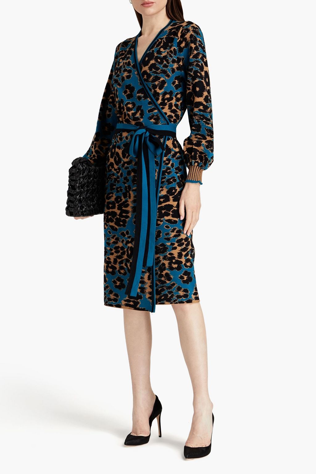 DIANE VON FURSTENBERG Lois leopard jacquard-knit wrap dress