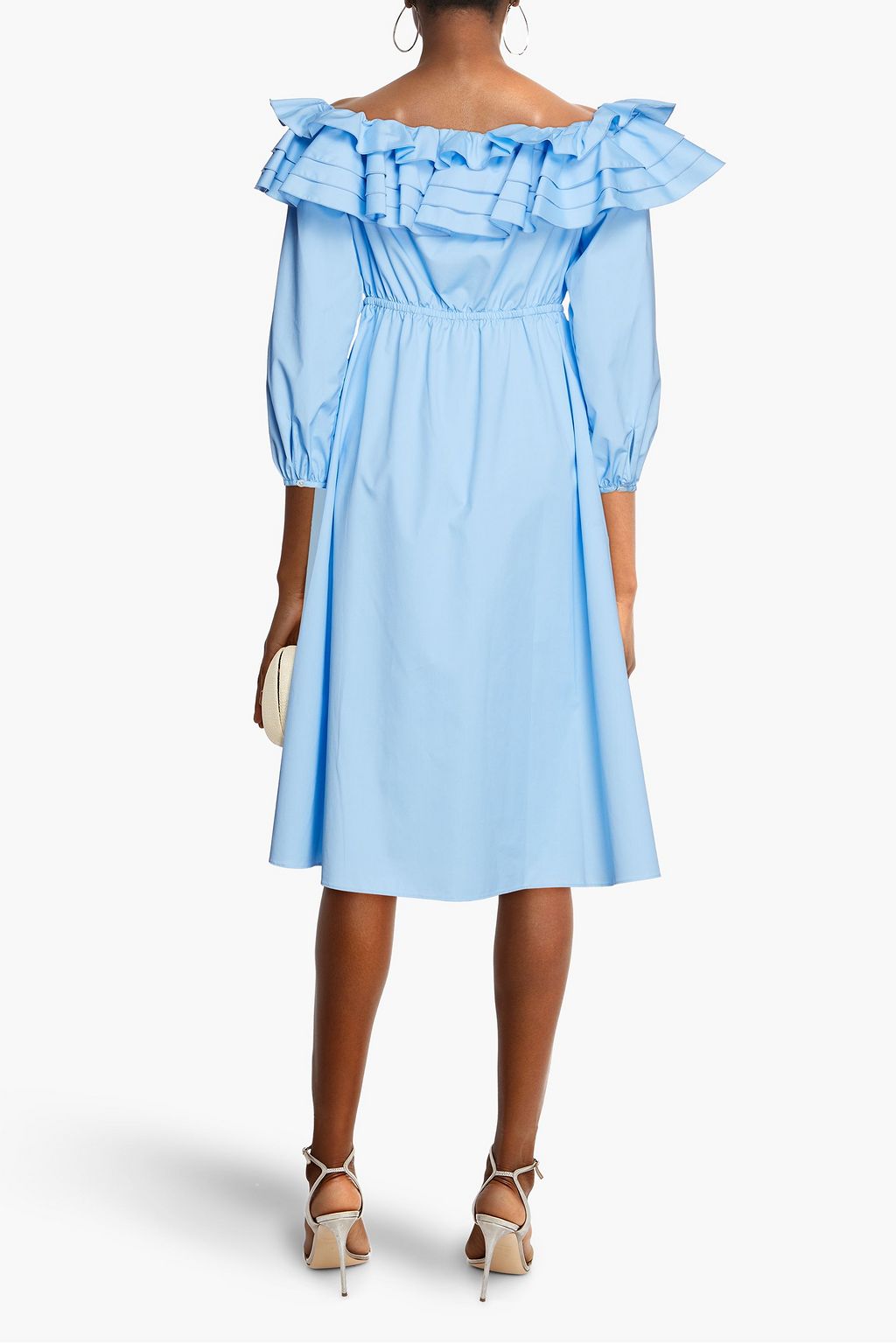 JASON WU Off-the-shoulder ruffled cotton-blend poplin dress