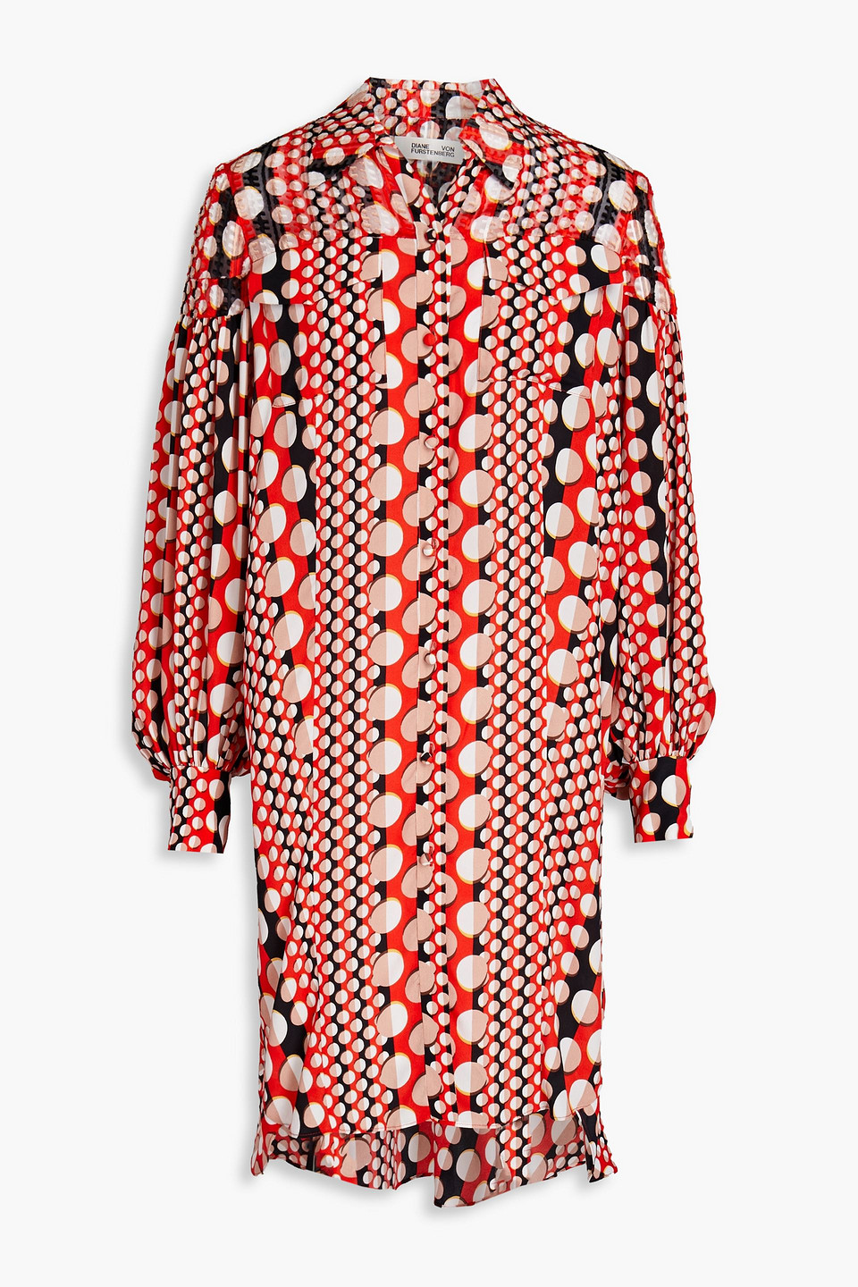 Tyra fil coupé-paneled printed crepe de chine mini shirt dress