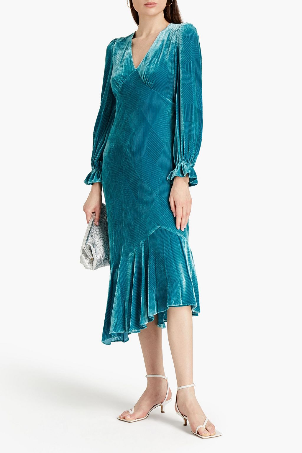 DIANE VON FURSTENBERG Manal gathered devoré-velvet midi dress