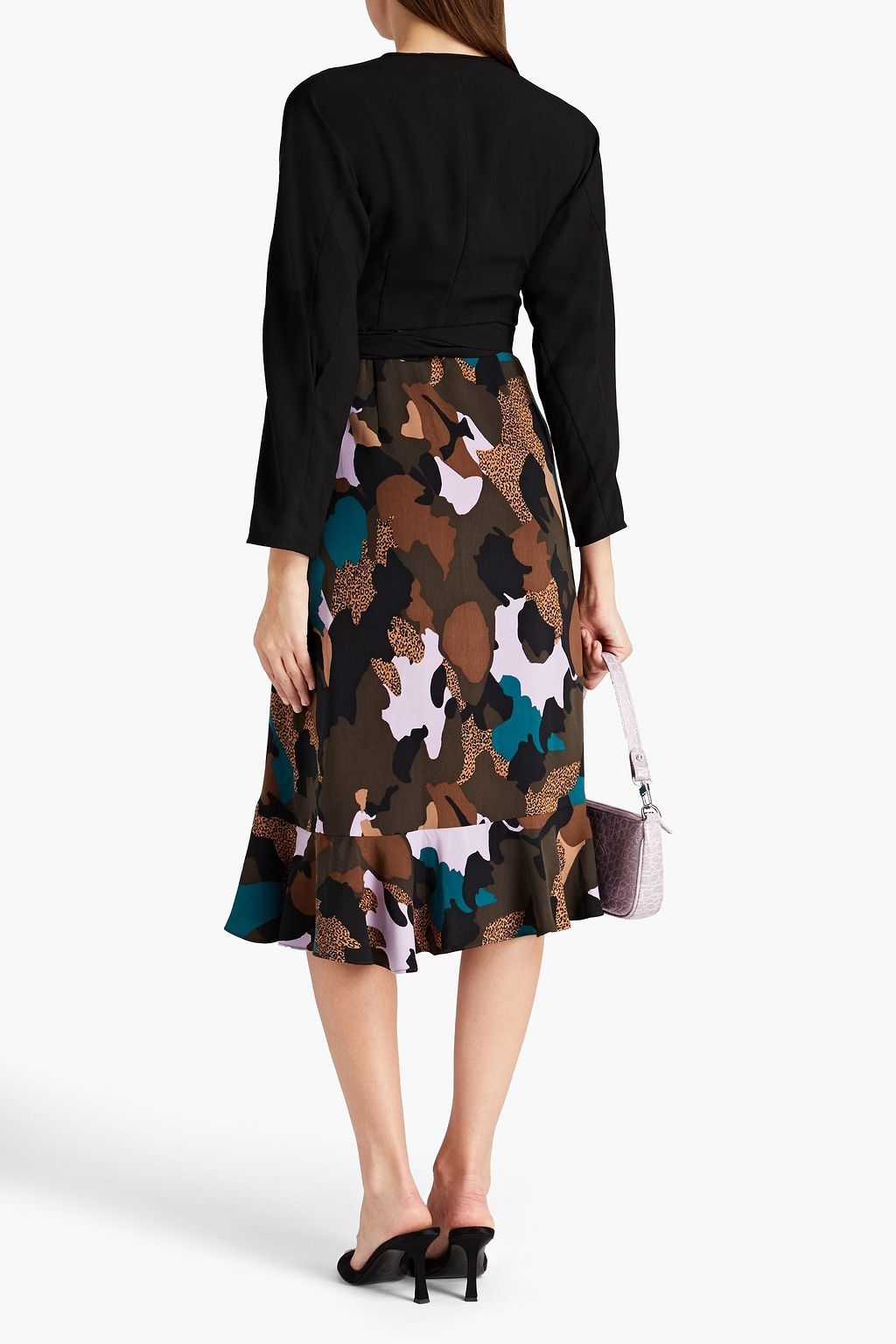 DIANE VON FURSTENBERG Tulisa ruffle-trimmed printed crepe midi wrap dress