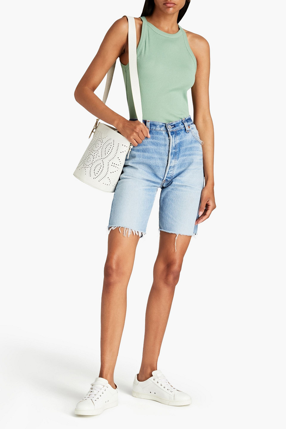 Ba&sh Caluso Ribbed Cotton-jersey Tank In Light Green