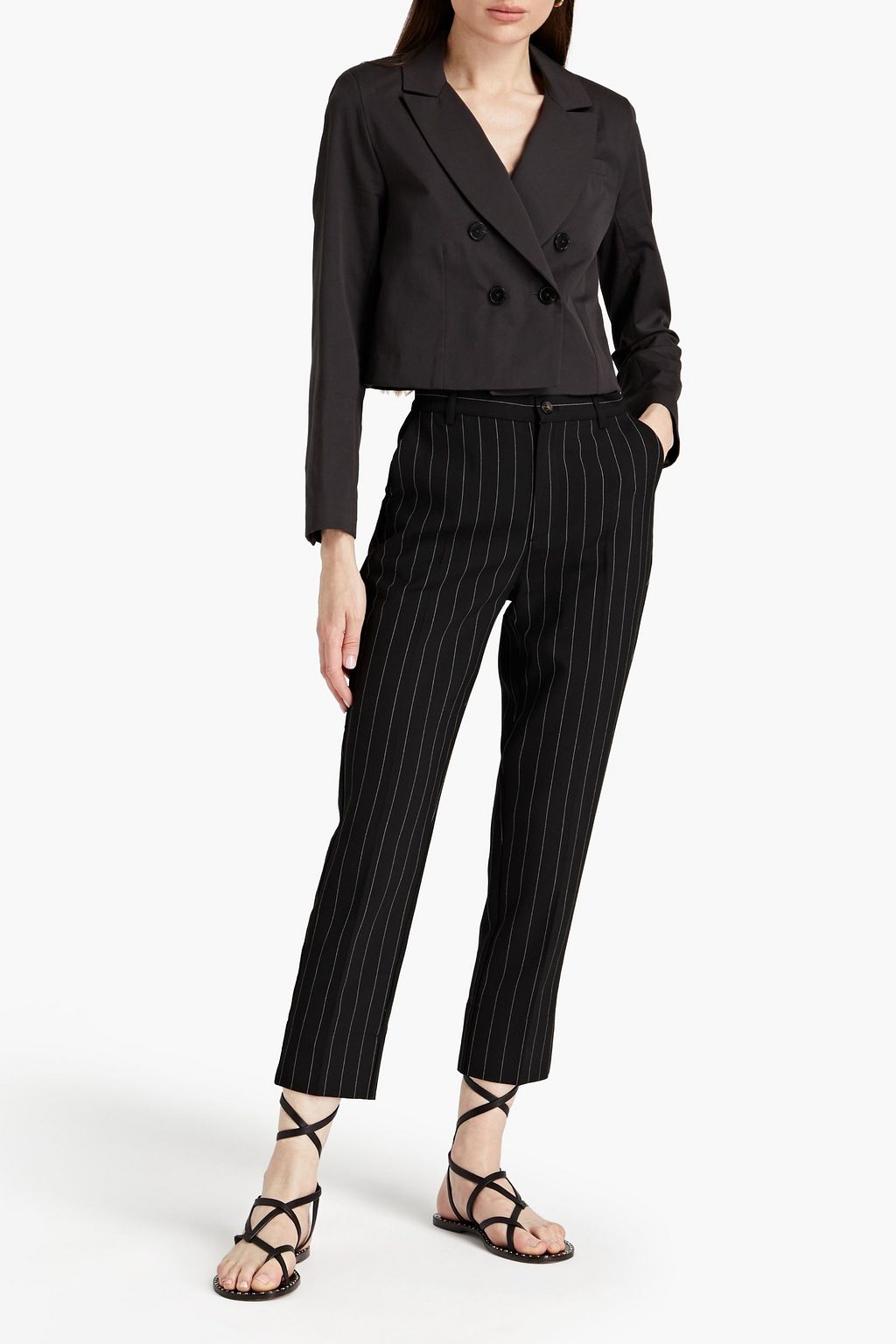 BA&SH Cropped double-breasted cotton blazer
