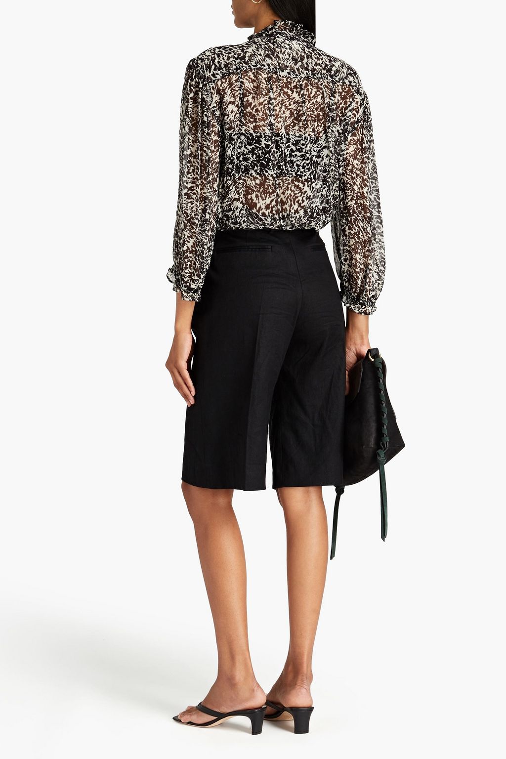 BA&SH Ruffle-trimmed printed crepon blouse