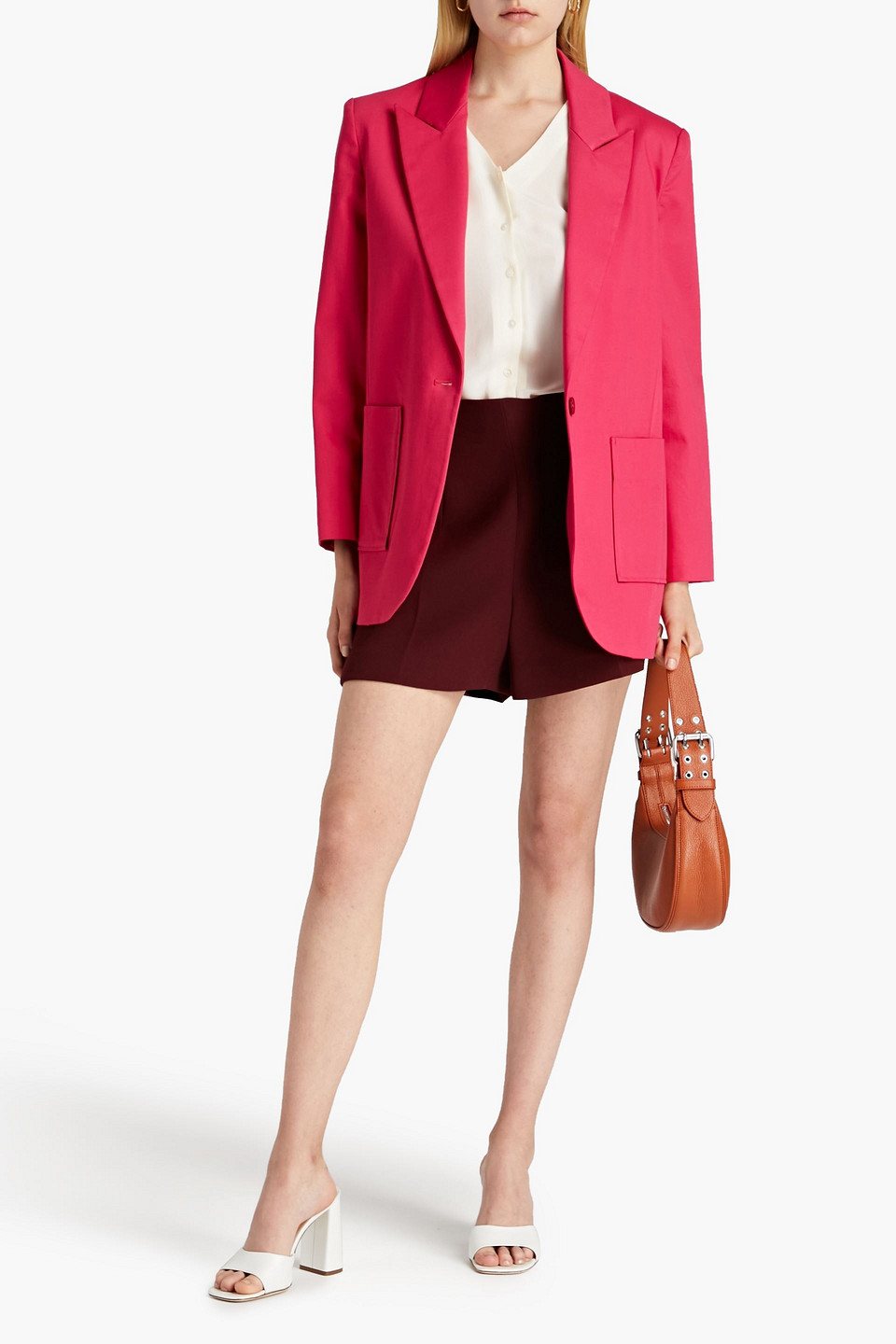 Ba&sh Soon Stretch-cotton Twill Blazer In Pink