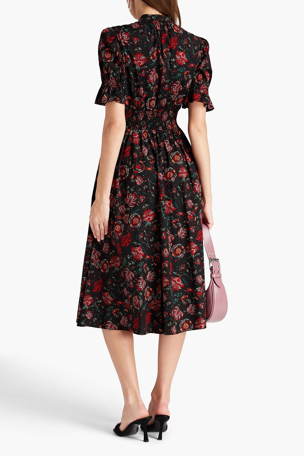 DIANE VON FURSTENBERG Erica gathered floral-print cotton-blend poplin midi dress