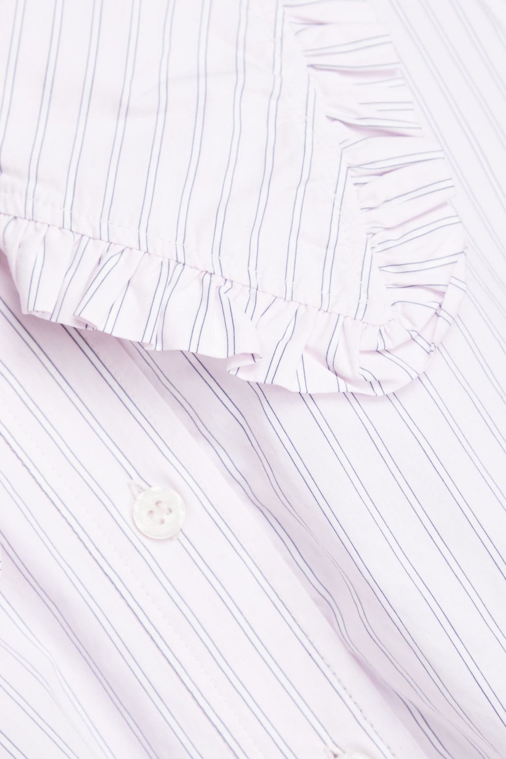 GANNI Striped ruffle-trimmed organic cotton-poplin shirt