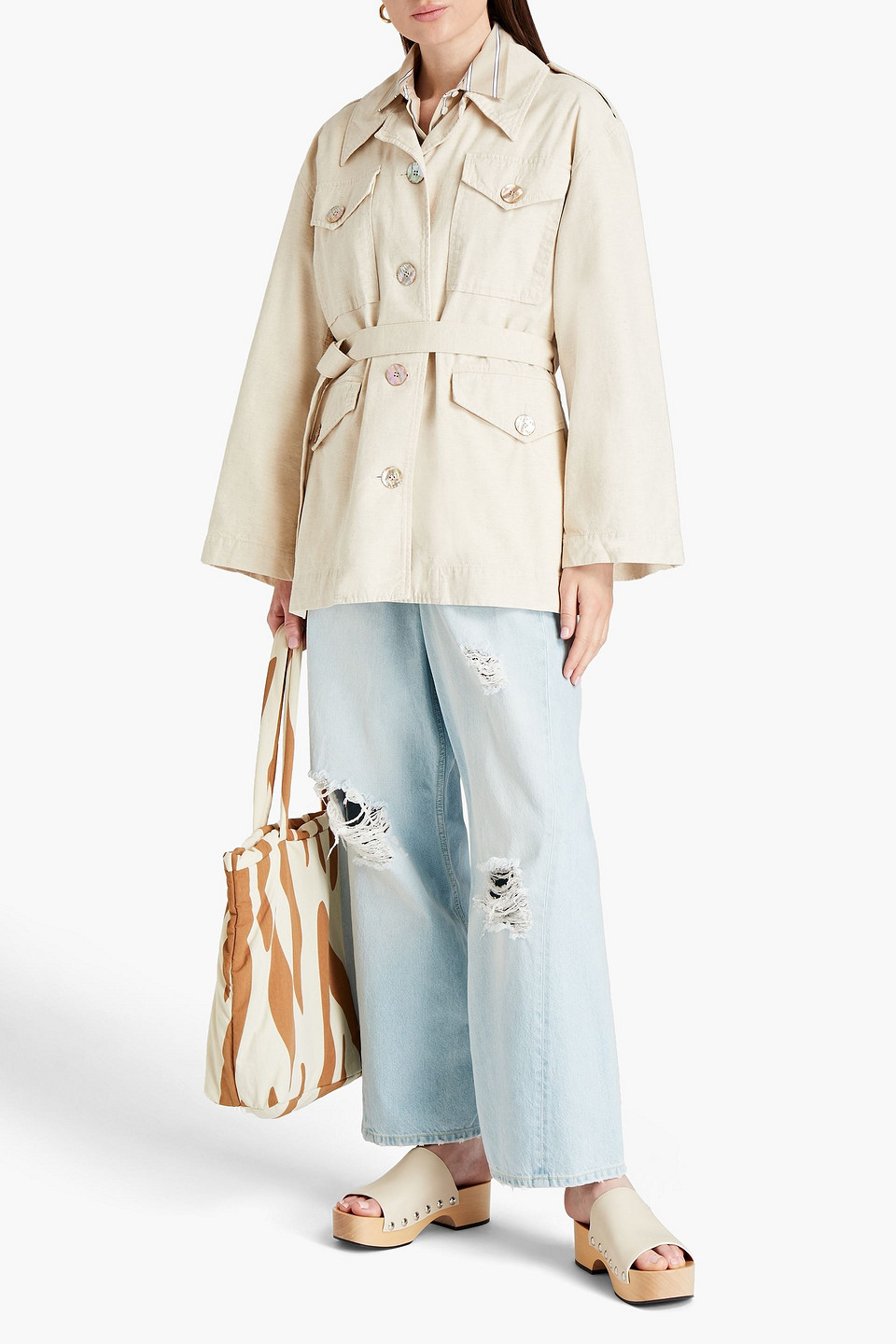 Acne Studios Cotton And Linen-blend Canvas Jacket In Cream