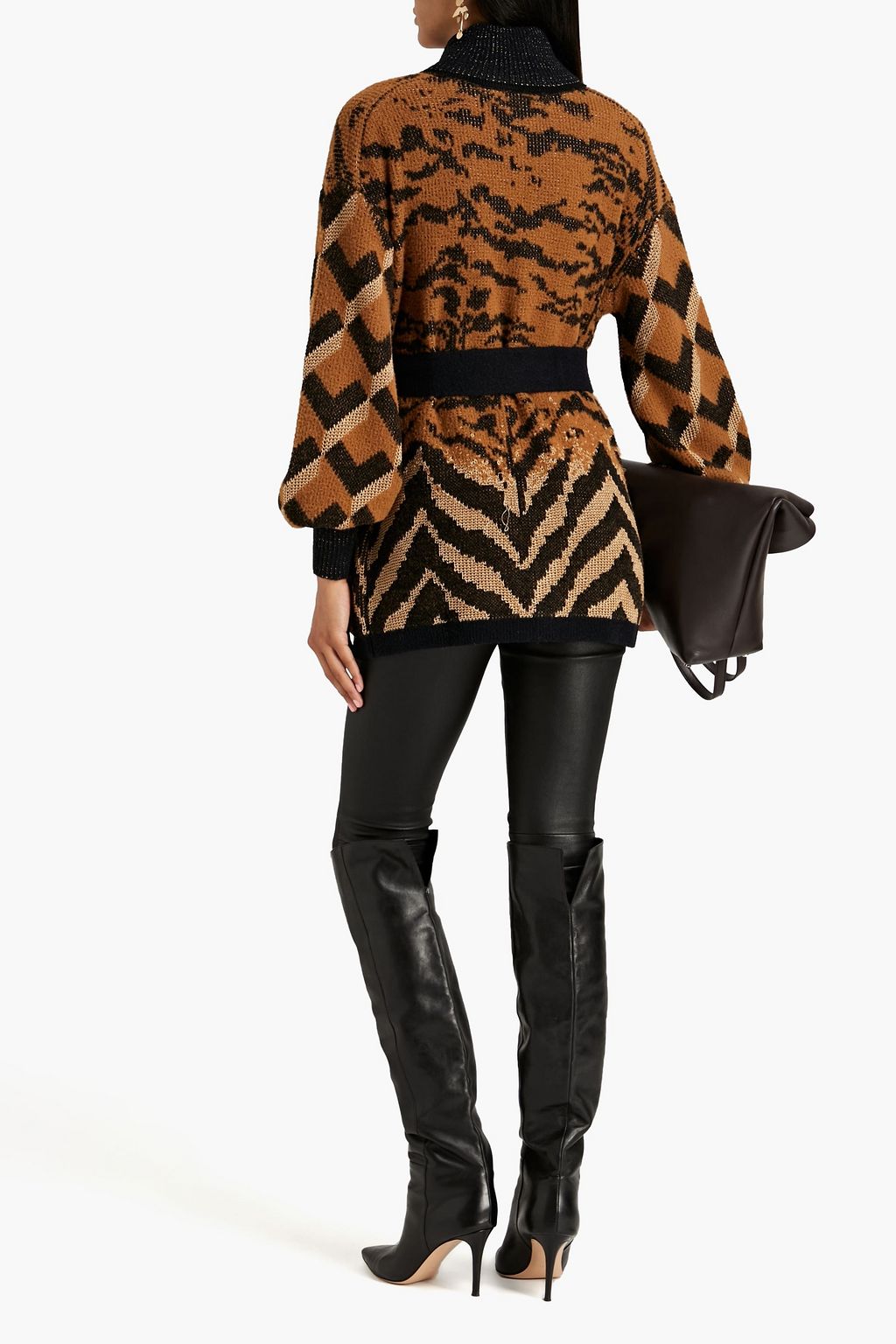 DIANE VON FURSTENBERG Claude Cardigan aus Jacquard-Strick mit Gürtel