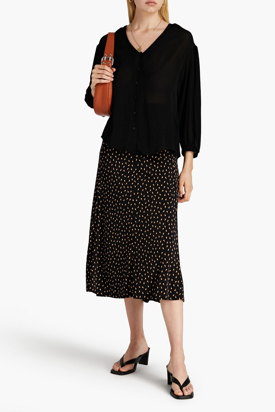Ba&sh Crepe De Chine Blouse In Black