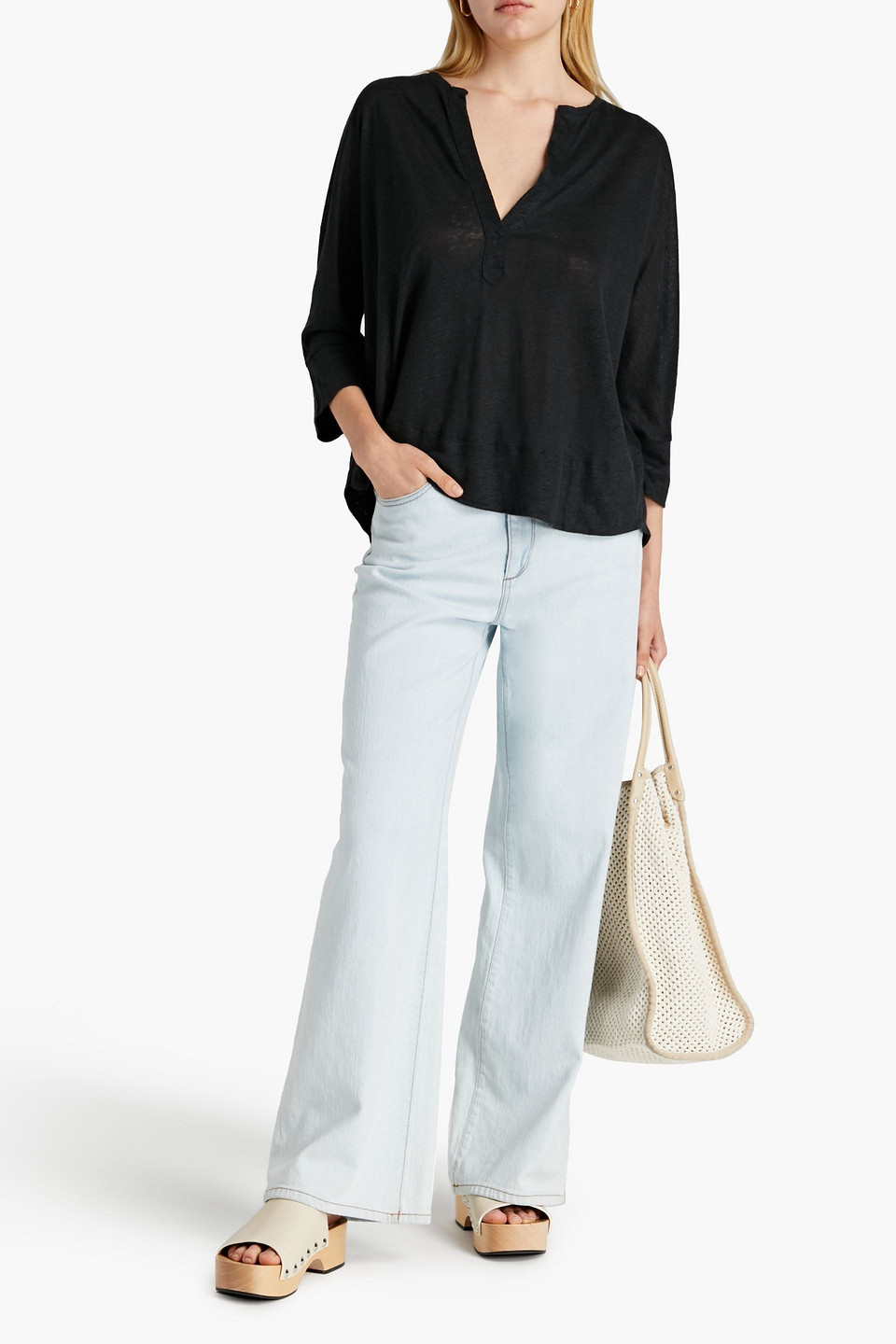 Ba&sh Jexy Linen Top In Blue