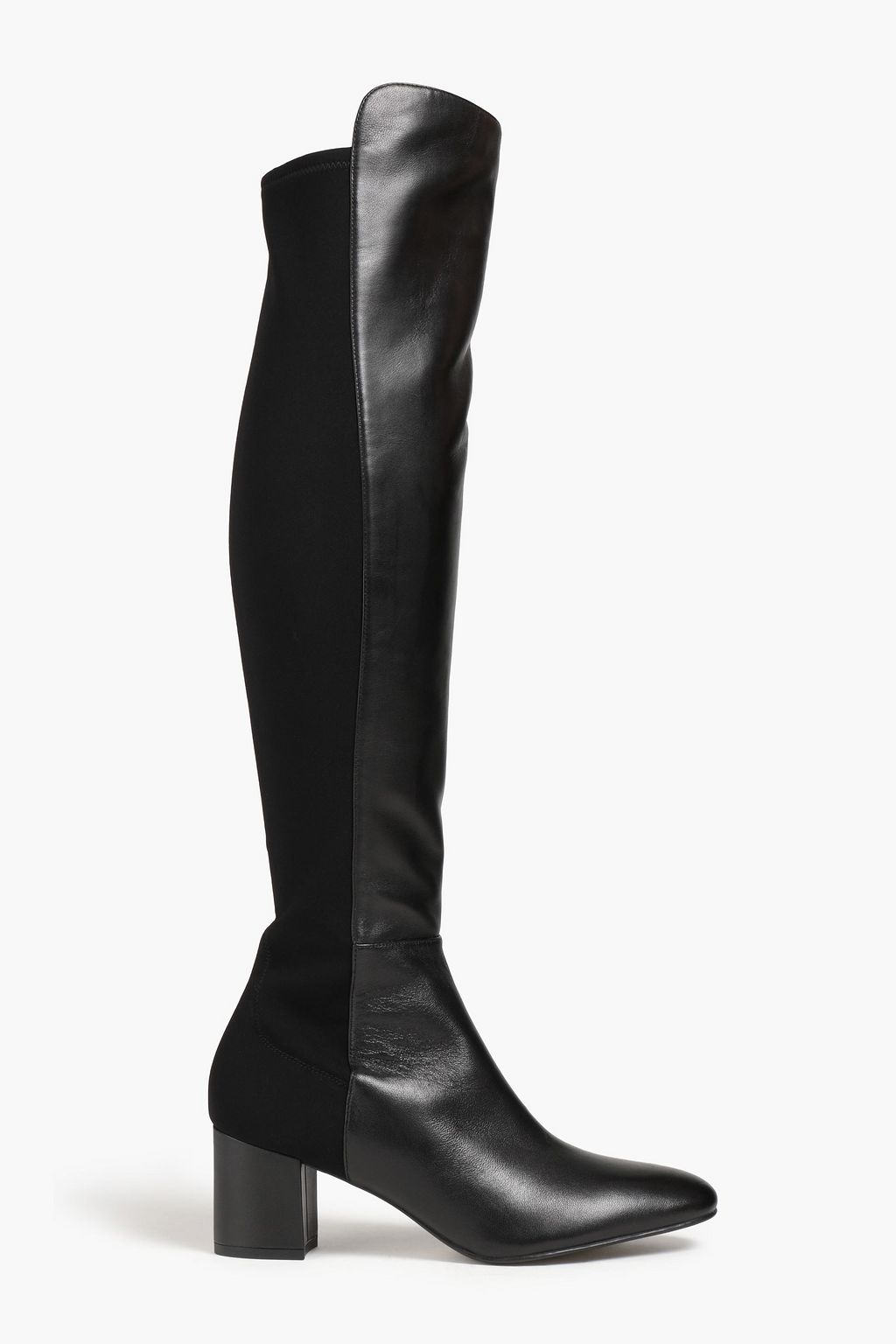 STUART WEITZMAN Gillian leather and stretch-jersey over-the-knee boots ...