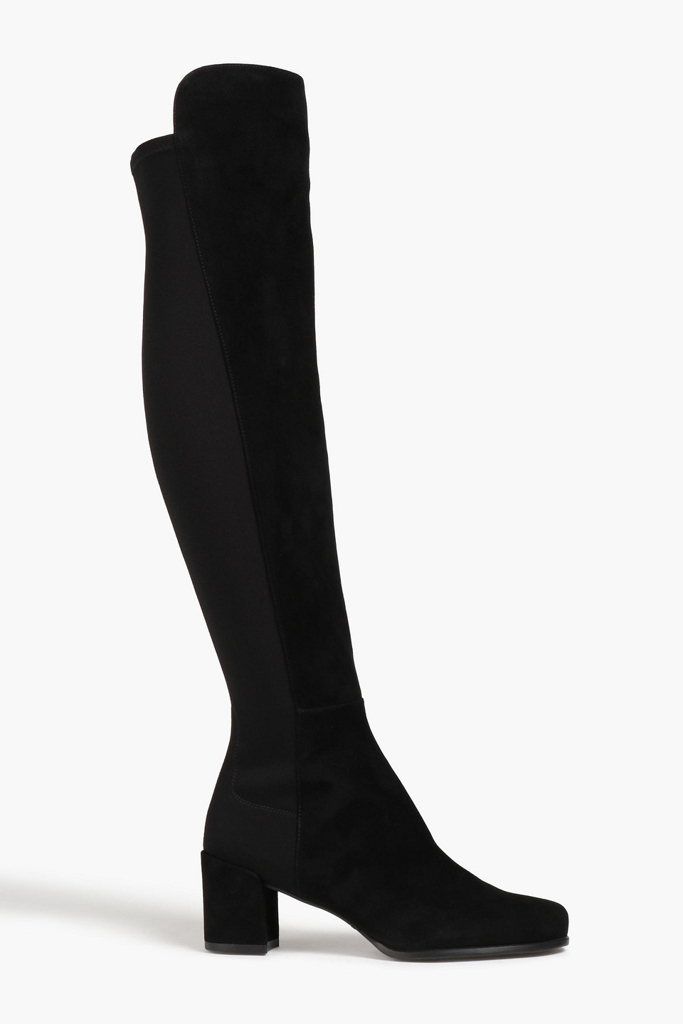 Stuart Weitzman City Suede And Neoprene Over-the-knee Boots In Black