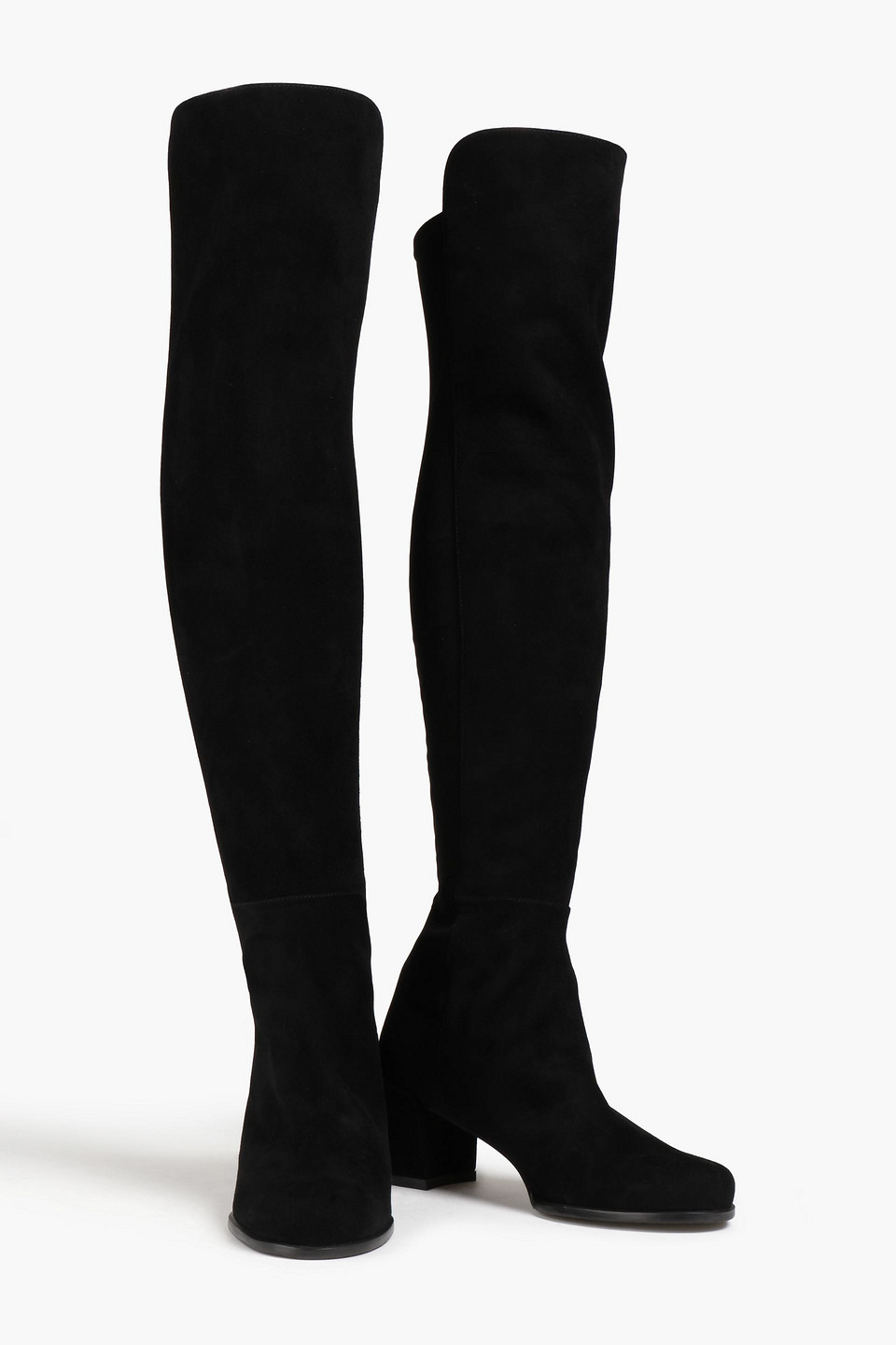 Shop Stuart Weitzman City Suede And Neoprene Over-the-knee Boots In Black