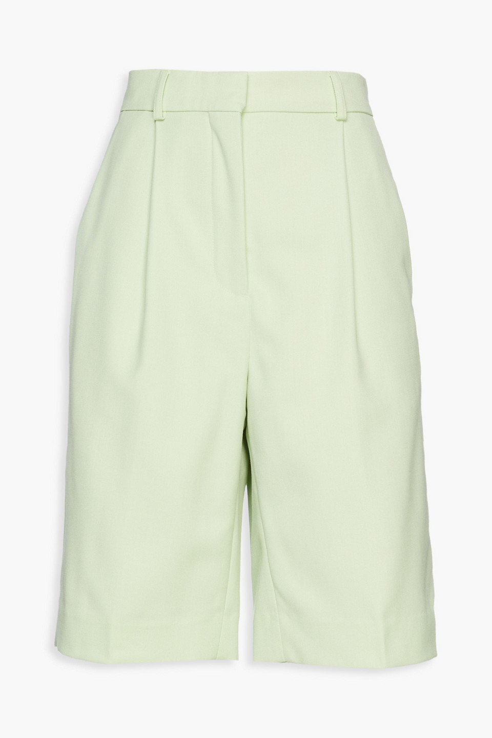 acne studios - pleated woven shorts - green - de 34