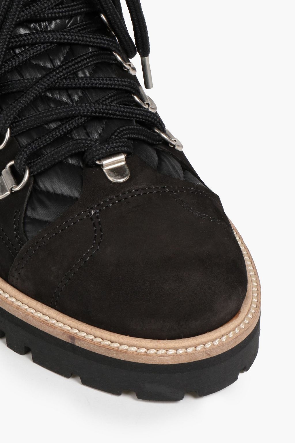 GANNI Quilted shell and suede combat boots