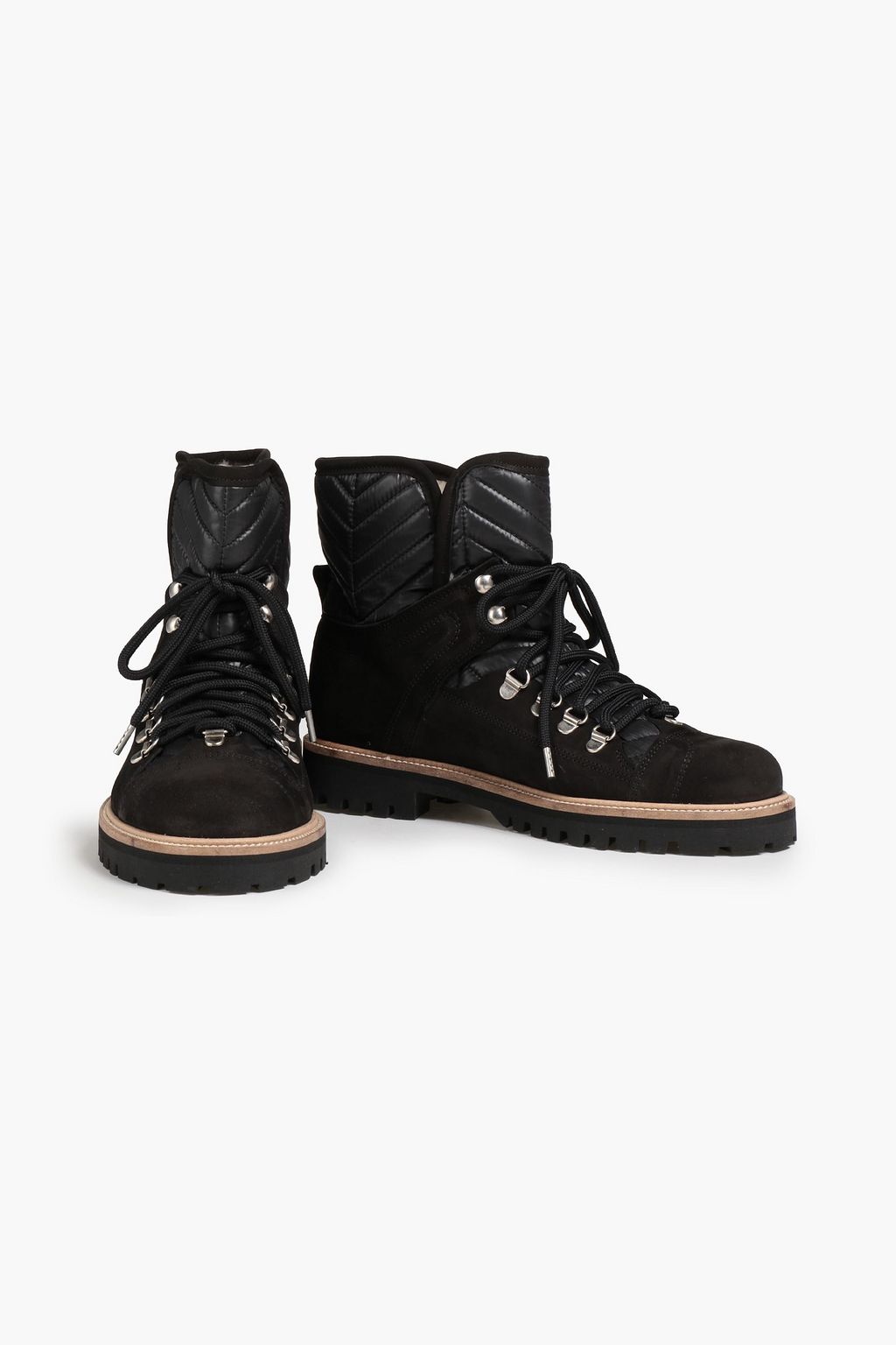 GANNI Quilted shell and suede combat boots