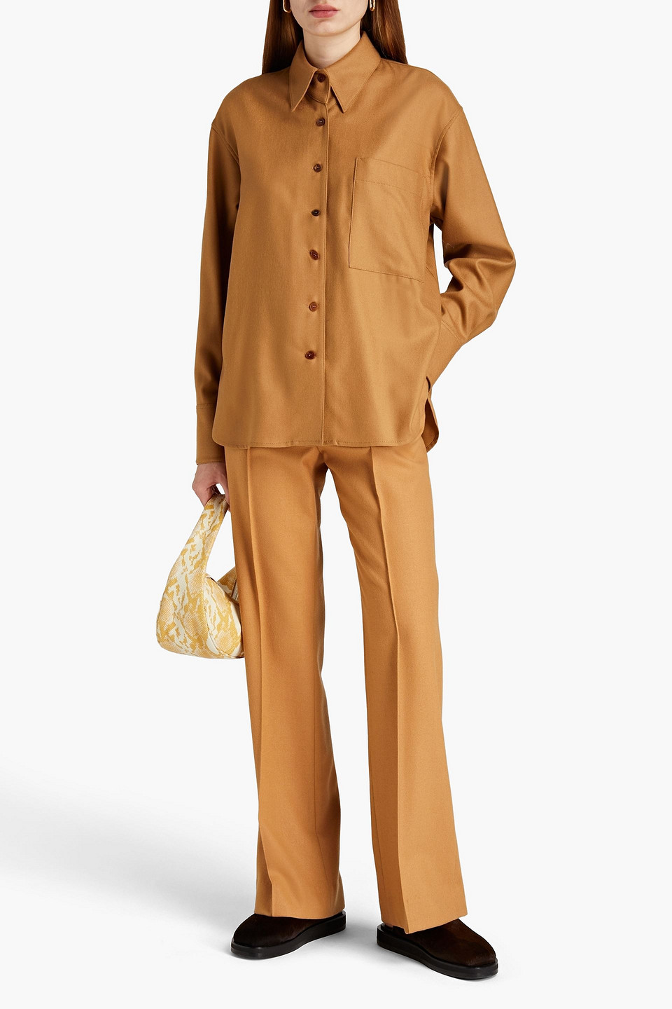 Lvir Wool-twill Shirt In Gold