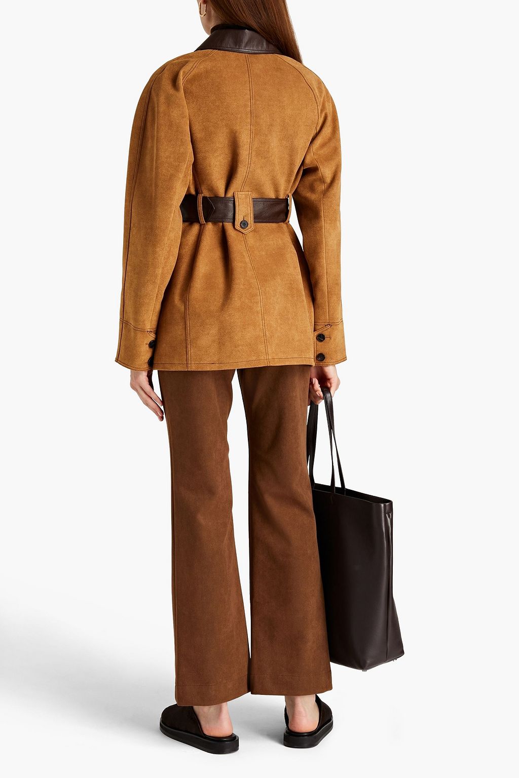 LVIR Faux leather-trimmed faux suede jacket