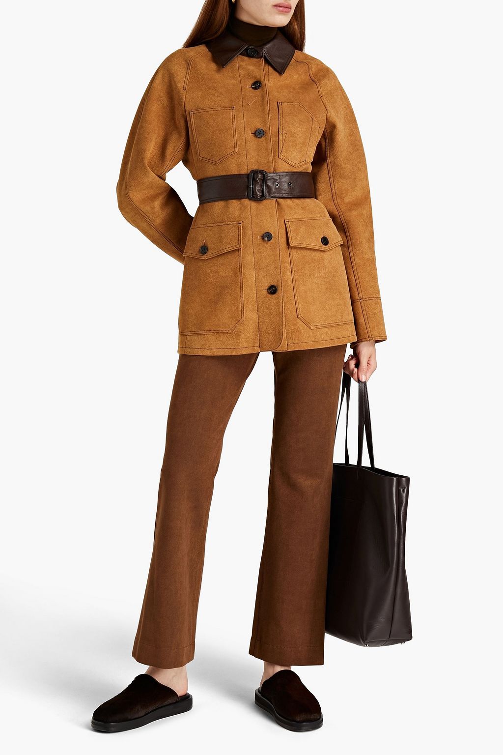 LVIR Faux leather-trimmed faux suede jacket