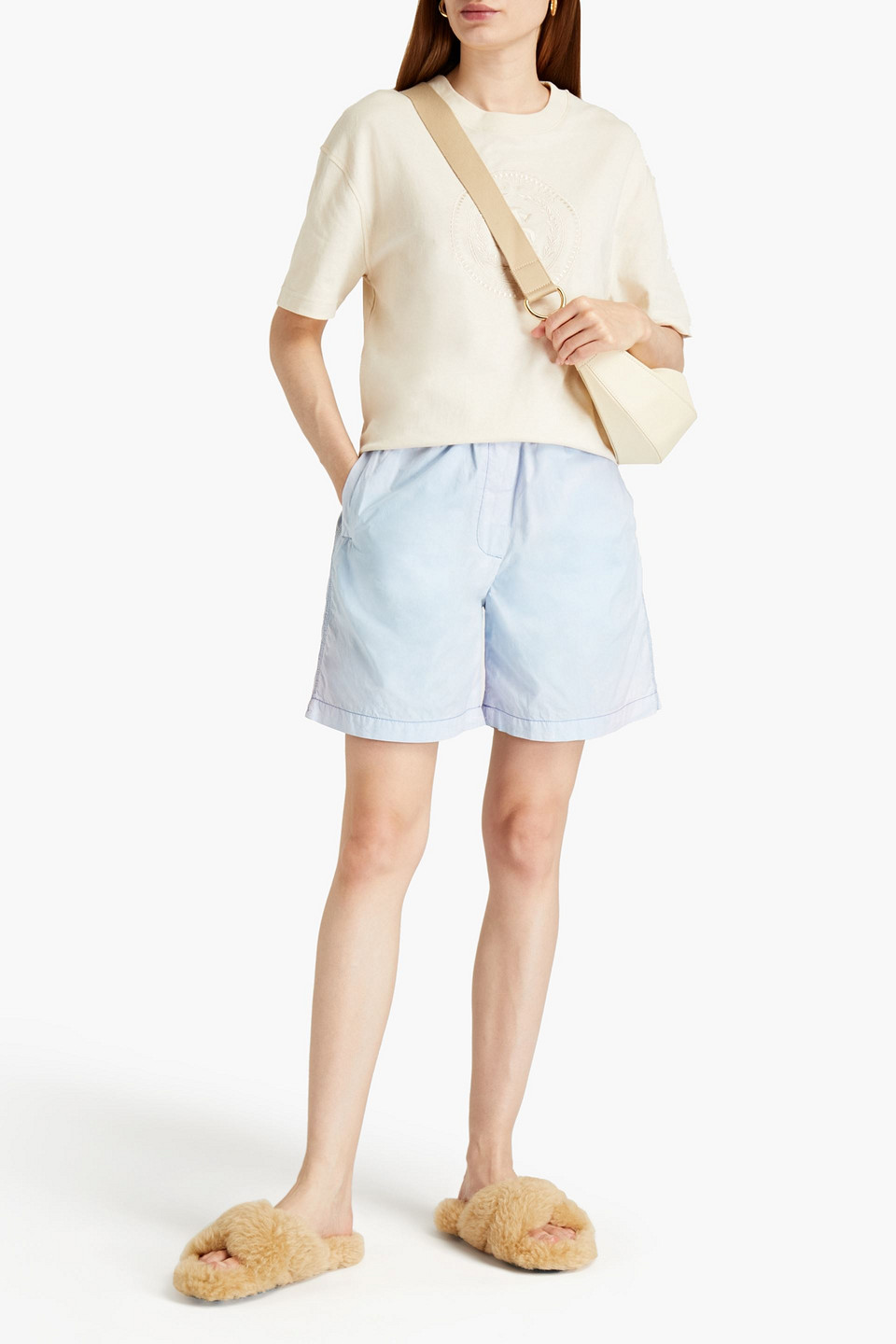 Acne Studios Space-dyed Cotton-poplin Shorts In Blue
