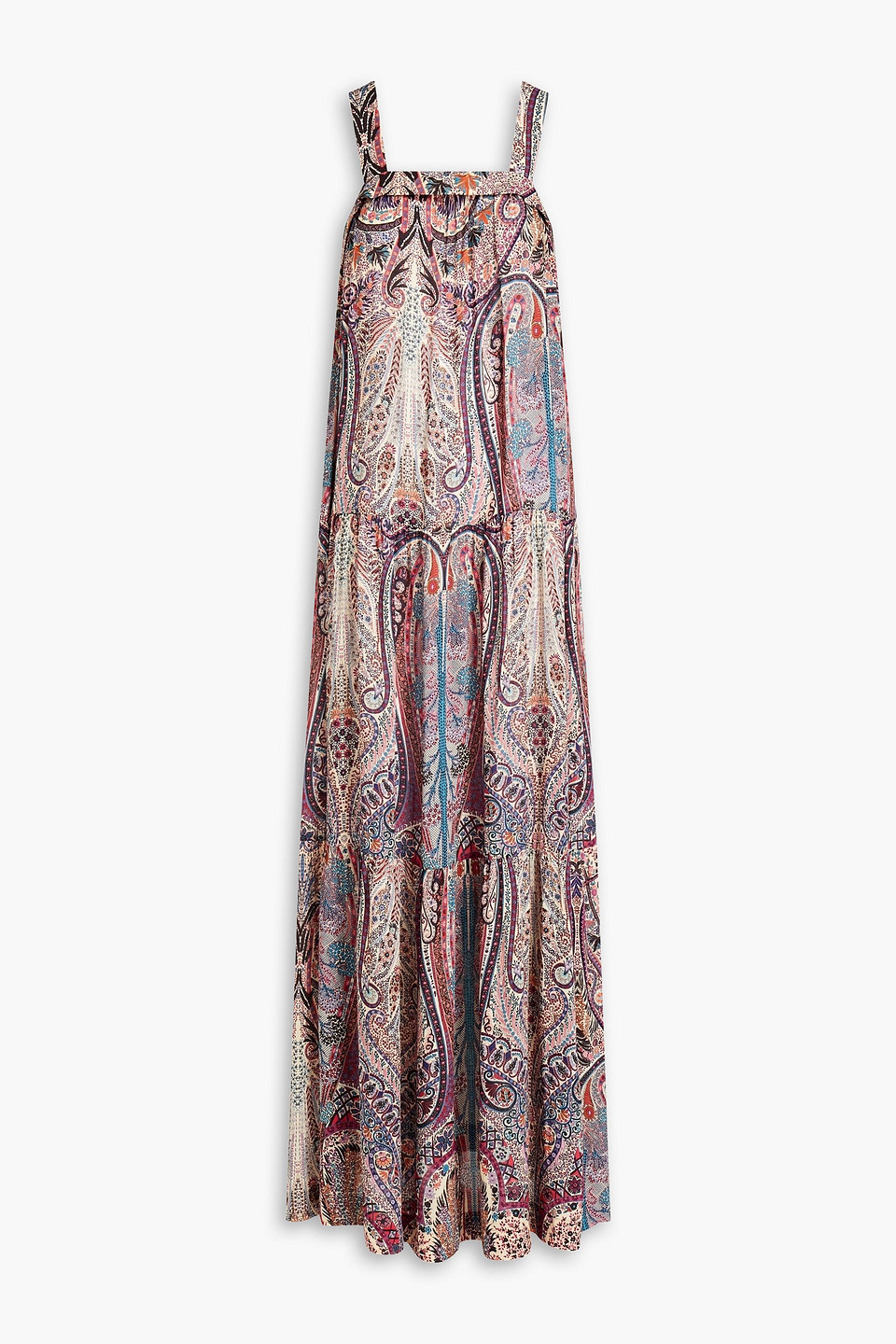 ba&sh - baraka pleated printed mousseline maxi dress - pink - 3