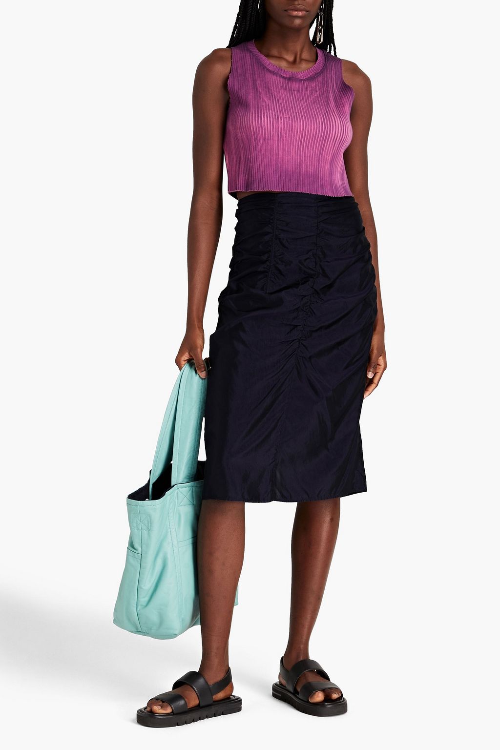 ACNE STUDIOS Ruched cupro skirt